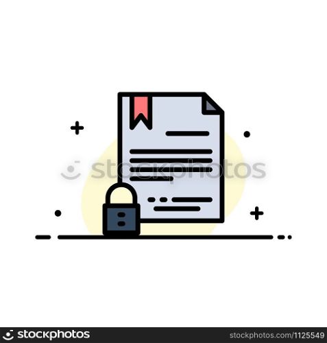 Electronic Signature, Contract, Digital, Document, Internet Business Flat Line Filled Icon Vector Banner Template