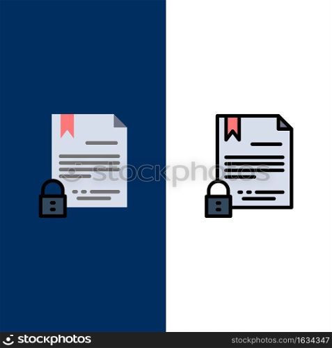 Electronic Signature, Contract, Digital, Document, Internet  Icons. Flat and Line Filled Icon Set Vector Blue Background