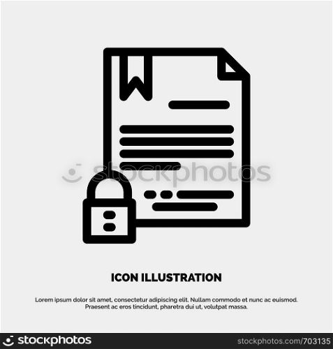 Electronic Signature, Contract, Digital, Document, Internet Line Icon Vector