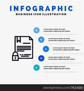 Electronic Signature, Contract, Digital, Document, Internet Line icon with 5 steps presentation infographics Background