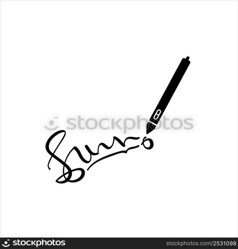 Electronic Signature Icon, Digital Pen Pencil Tablet Signature Vector Art Illustration