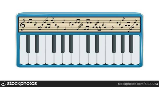 Electronic Synthesizer with Digital Display Displaying Musical Notes. Vector Illustration. EPS10. Electronic Synthesizer with Digital Display Displaying Musical N