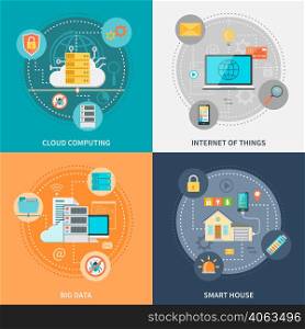 Electronic systems for security and convenience with smart house internet of things big data isolated vector illustration. Electronic Systems For Security And Convenience