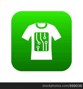 Electronic t-shirt icon digital green for any design isolated on white vector illustration. Electronic t-shirt icon digital green