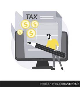 Electronic tax filing abstract concept vector illustration. File personal income statement, gather paperwork, e-file documents, tax preparation online software, IRS form abstract metaphor.. Electronic tax filing abstract concept vector illustration.