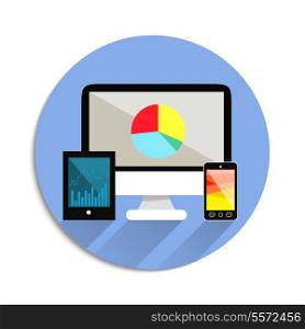 Electronic technology devices emblem of monitor screen mobile smartphone and tablet computer isolated vector illustration