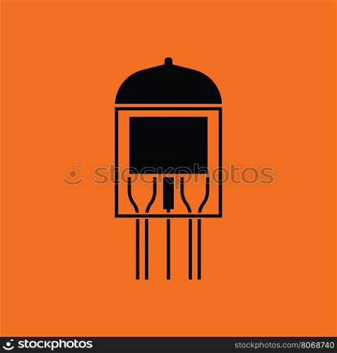 Electronic vacuum tube icon. Orange background with black. Vector illustration.