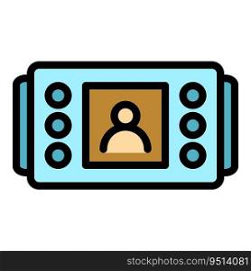 Electronic video intercom icon outline vector. Door system. Phone camera color flat. Electronic video intercom icon vector flat
