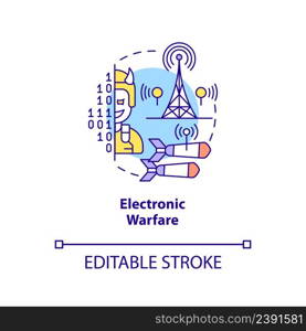 Electronic warfare concept icon. Military actions. Subarea of information warfare abstract idea thin line illustration. Isolated outline drawing. Editable stroke. Arial, Myriad Pro-Bold fonts used. Electronic warfare concept icon