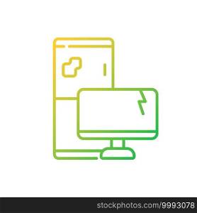 Electronic waste gradient linear vector icon. E-waste. Discarded electrical and electronic devices. Thin line color symbols. Modern style pictogram. Vector isolated outline drawing. Electronic waste gradient linear vector icon