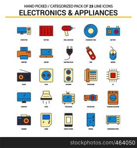 Electronics and Appliances Flat Line Icon Set - Business Concept Icons Design