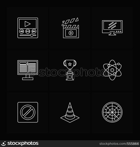 electronics , technology , study , education , science , computer , laptop , graph , bulb, camera , target , cd , video , media , icon, vector, design, flat, collection, style, creative, icons