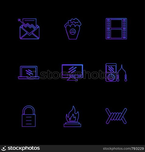 electronics , technology , study , education , science , computer , laptop , graph , bulb, camera , target , cd , video , media , icon, vector, design, flat, collection, style, creative, icons