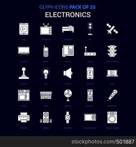 Electronics White icon over Blue background. 25 Icon Pack