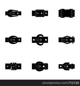Elegance belt buckle icon set. Simple set of 9 elegance belt buckle vector icons for web isolated on white background. Elegance belt buckle icon set, simple style