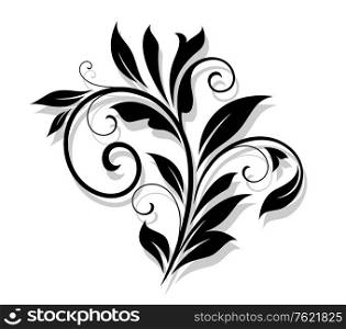 Elegance floral element in retro style with shadow