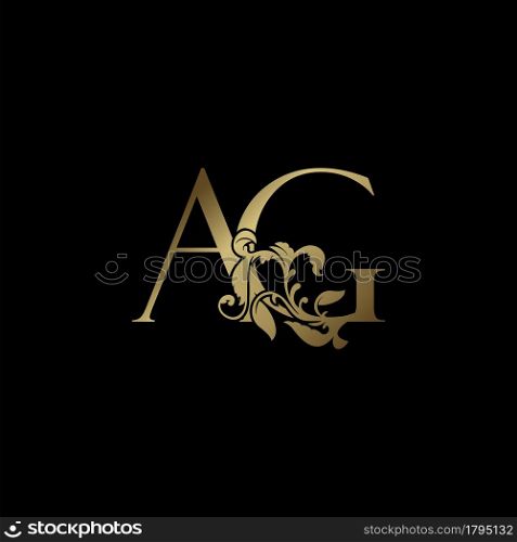 Elegance Luxury deco letter A and G, AG golden logo vector design, alphabet font initial in art decoration.