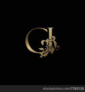 Elegance Luxury deco letter C and I, CI golden logo vector design, alphabet font initial in art decoration.