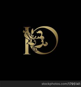 Elegance Luxury deco letter I and O, IO golden logo vector design, alphabet font initial in art decoration.