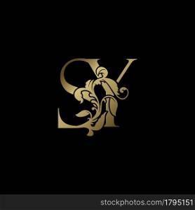 Elegance Luxury deco letter S and Y, SY golden logo vector design, alphabet font initial in art decoration.