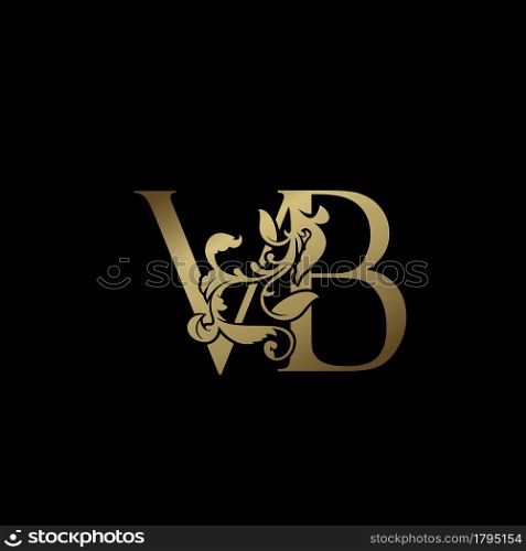 Elegance Luxury deco letter V and B, VB golden logo vector design, alphabet font initial in art decoration.