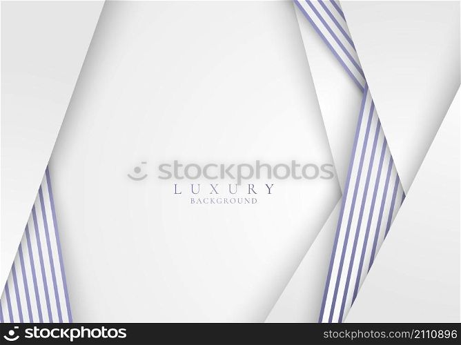 Elegant 3D abstract white stripes triangles shapes purple lines pattern on clean background template luxury style. Vector illustration
