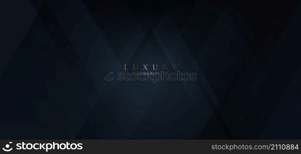 Elegant abstract dark blue triangles shapes overlapping layered on black background. Luxury style. Vector graphic illustration