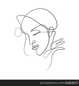 Elegant Abstract Line Art of a Woman Face, Depicting Feminism and Beauty Concept continuous line drawing illustration