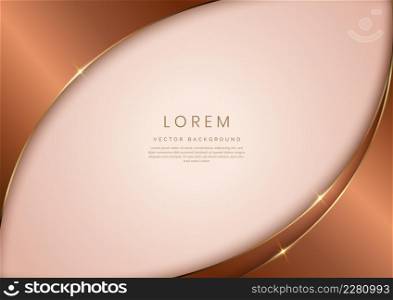 Elegant abstract luxury curved shape brown color on light pink background with copy space for text. You can use for ad, poster, template, business presentation. Vector illustration