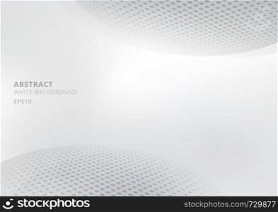 Elegant abstract white and gray gradient background with curved and halftone style. Modern design for report and project presentation template. Vector illustration