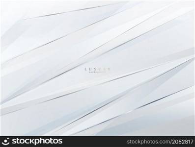 Elegant abstract white and gray gradient stripes with silver diagonal lines decoration luxury background. Vector illustration