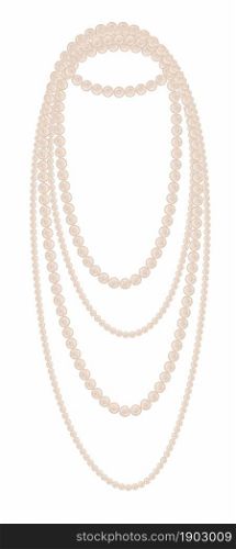 Elegant accessories for women, isolated pearl necklace with row of beads. Jewelry and decoration, adornment and vintage fashionable shiny item. Glamour and luxury bijouterie. Vector in flat style. Vintage pearl necklace for women, accessories