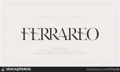 Elegant alphabet letters classic font. Classic Modern Serif Lettering Minimal Fashion Designs. Typography decoration fonts for branding, wedding, invitations, logos. vector illustration