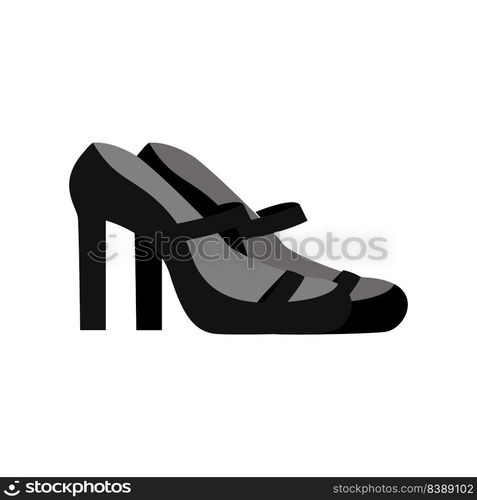 Elegant black heels semi flat color vector object. Full sized item on white. Closed toe shoes for work. Comfortable footwear. Simple cartoon style illustration for web graphic design and animation. Elegant black heels semi flat color vector object