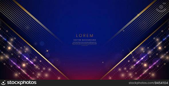 Elegant blue background with golden lighting effect. Luxury template celebration award design. Vector illustration