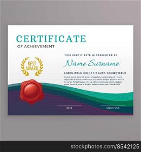 elegant certificate design template with wavy shapes