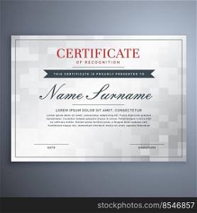 elegant certificate design with white and gray checker box