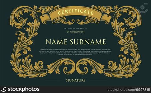 Elegant Certificate Vintage Swirls Design illustrations for your work Logo, mascot merchandise t-shirt, stickers and Label designs, poster, greeting cards advertising business company or brands.