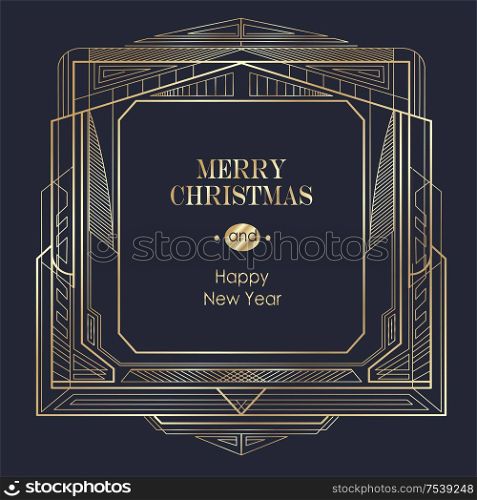 Elegant Christmas and happy New Year Background with Gold Shining decoration. Vector illustration. Elegant Christmas Background with Gold Vector illustration
