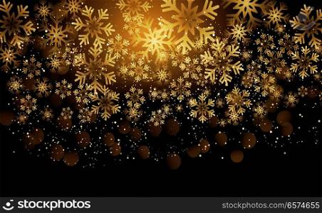 Elegant Christmas Background with Shining Gold Snowflakes. Vector illustration. Elegant Christmas Background with Shining Gold Snowflakes.