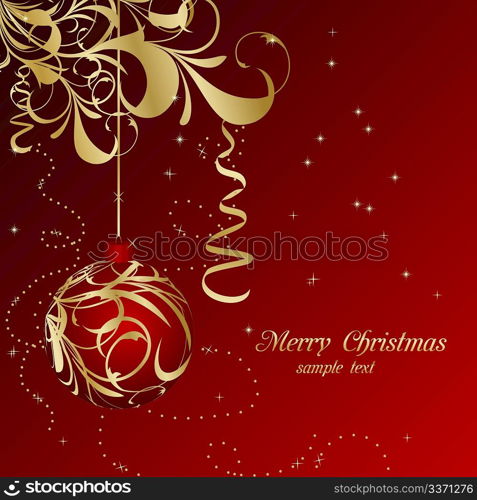 elegant christmas floral background with balls. Vector