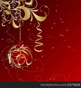 elegant christmas floral background with balls. Vector