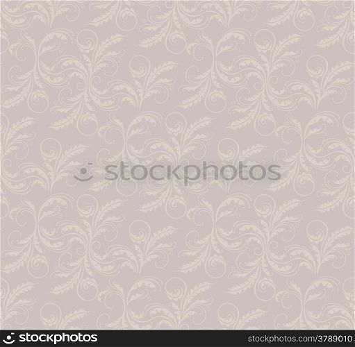 Elegant decorative floral seamless pattern on the grey background