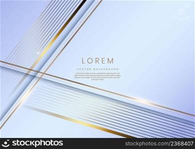 Elegant diagonal white and grey luxury background with golden border. Template premium award design. Vector illustration
