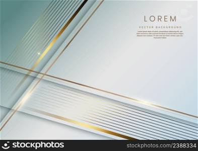Elegant diagonal white and soft green luxury background with golden border. Template premium award design. Vector illustration