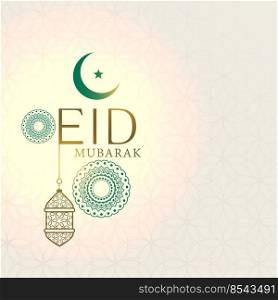 elegant eid mubarak greeting with hanging lantern