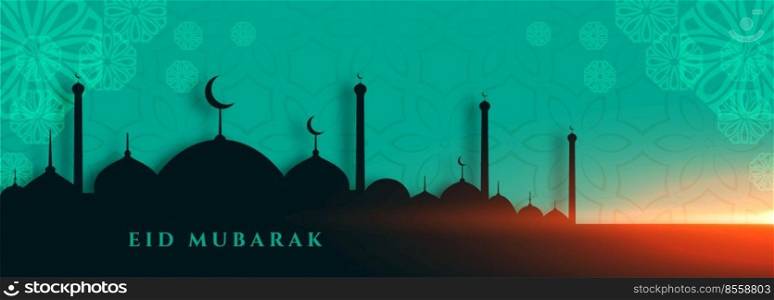 elegant eid mubarak mosque banner festival design