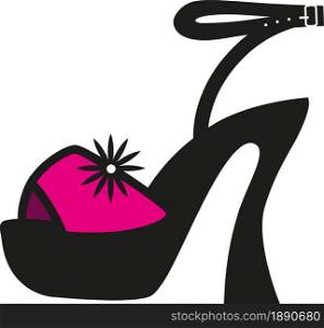 Elegant fashilonable high heeled women summer shoes isolated icon. Vector illustration.