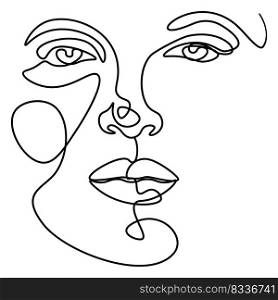 Elegant female face, abstract contemporary portrait line art illustration.