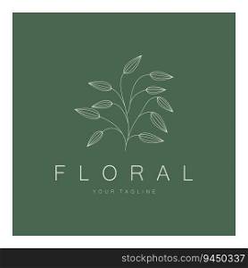 Elegant floral and leaf frame. Delicate botanical vector illustration for labels, spas, corporate identity, and wedding invitations